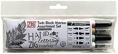 ZIG Twin Marker Set BLK 4P, Black Ink