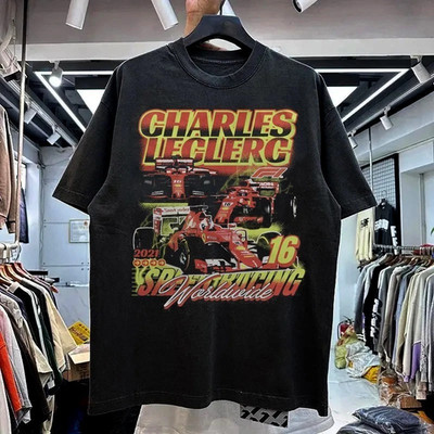 Charles Leclerc Formula 1 Graphic Basic Black Classic T shirt Men Ươmen