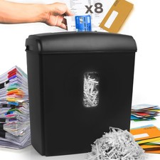 Duronic PS815 Cross Cut Paper Shredder 8 Sheet 15L Bin Home Office Black