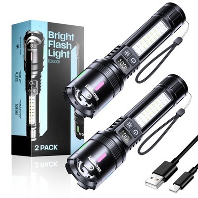 Esgreen LED Rechargeable Flashlights High Lumens 20000 2 Pack, Single Click B...