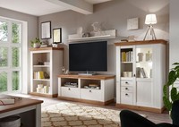 Wohnwand Anbauwand Wohnzimmer 356Cm Pinie Weiß Wotan Eiche Landhaus 18456354
