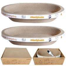Miwoowim 3-Pack Cat Scratcher: 2 Bowls 1 Corrugated Pad w/ Box, Oval