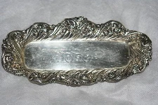 RARE GoRgEoUs ANTIQUE STERLING SILVER Repousse PAISLEY PIN TRAY c1800's