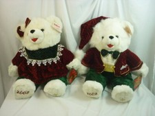 Dan Dee 2002 Snowflake Teddy Bear 2 22" White Plush Red Green Suit 24F010