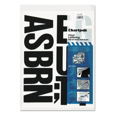 Chartpak Press-On Vinyl Uppercase Letters Self Adhesive Black 4''h 58/Pack 01175