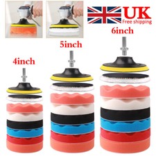 9x 4'' 5'' 6'' Car Polisher Polishing Pads Drill Sponge Buffer Waxing Buffing UK