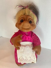 Rare Vintage Thomas Dam Large Old Lady Grandma Norfin Troll Doll 13 READ