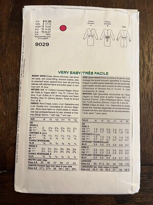 Vogue 9029 UNCUT Sewing Pattern, Misses' Dress, Size 14-16-18 | eBay
