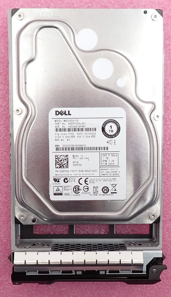 6x Dell 1TB 7.2K 3.5'' SAS 6G LFF Hard Drive HDD 0GPP3G GPP3G Toshiba MG03SCA100 - Image 4 of 4