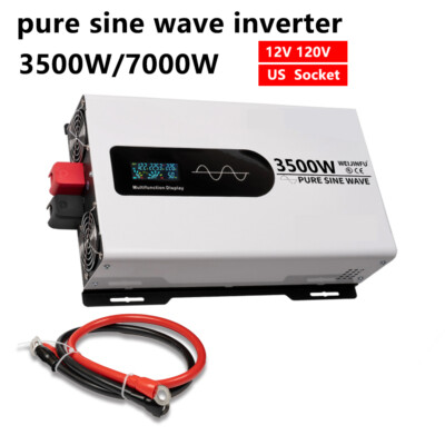#ad #ad 3500W 7000W Pure Sine Wave Power Inverter DC 12V to AC 120V LCD Solar Off Grid $209.99