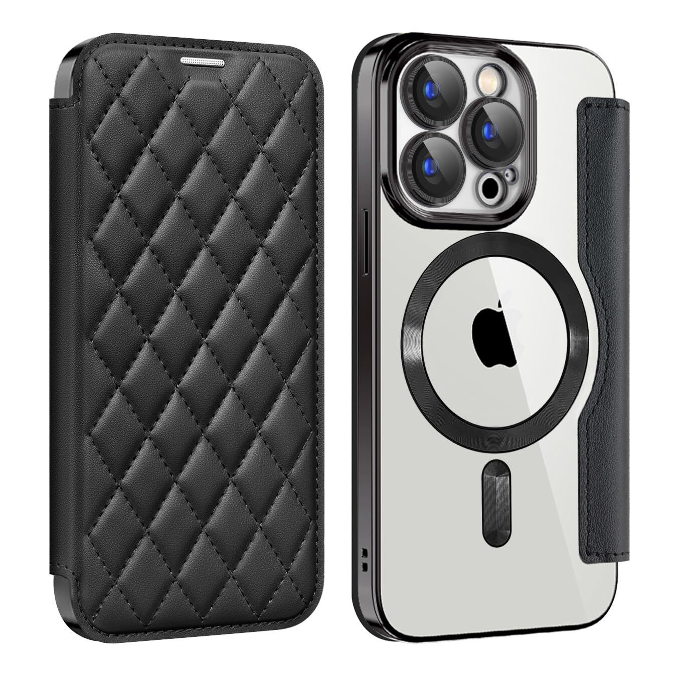 MuZiF for iPhone 15 Pro Case Notebook Type Magsafe Compatible Clear Back Tr 649