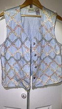Susan Bristol Casuals Denim Vest Vintage M GUC Blue Pink. HH02