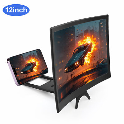 12'' Curved Screen Mobile Phone Amplifier Eye Protection 3D Screen Magnifier