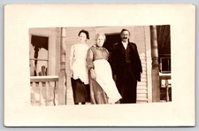 Postcard RPPC Parents and Adult Daughter Gertrude Annie and William Leach ca1922