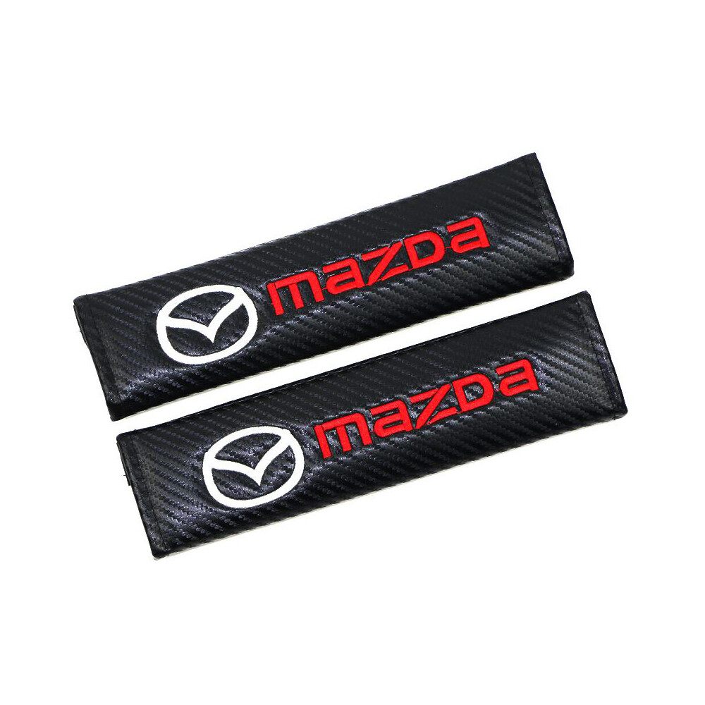 2x Carbon Fiber Style Seat Belt Shoulder Pads – Fit Mazda (or Any Car) – Black