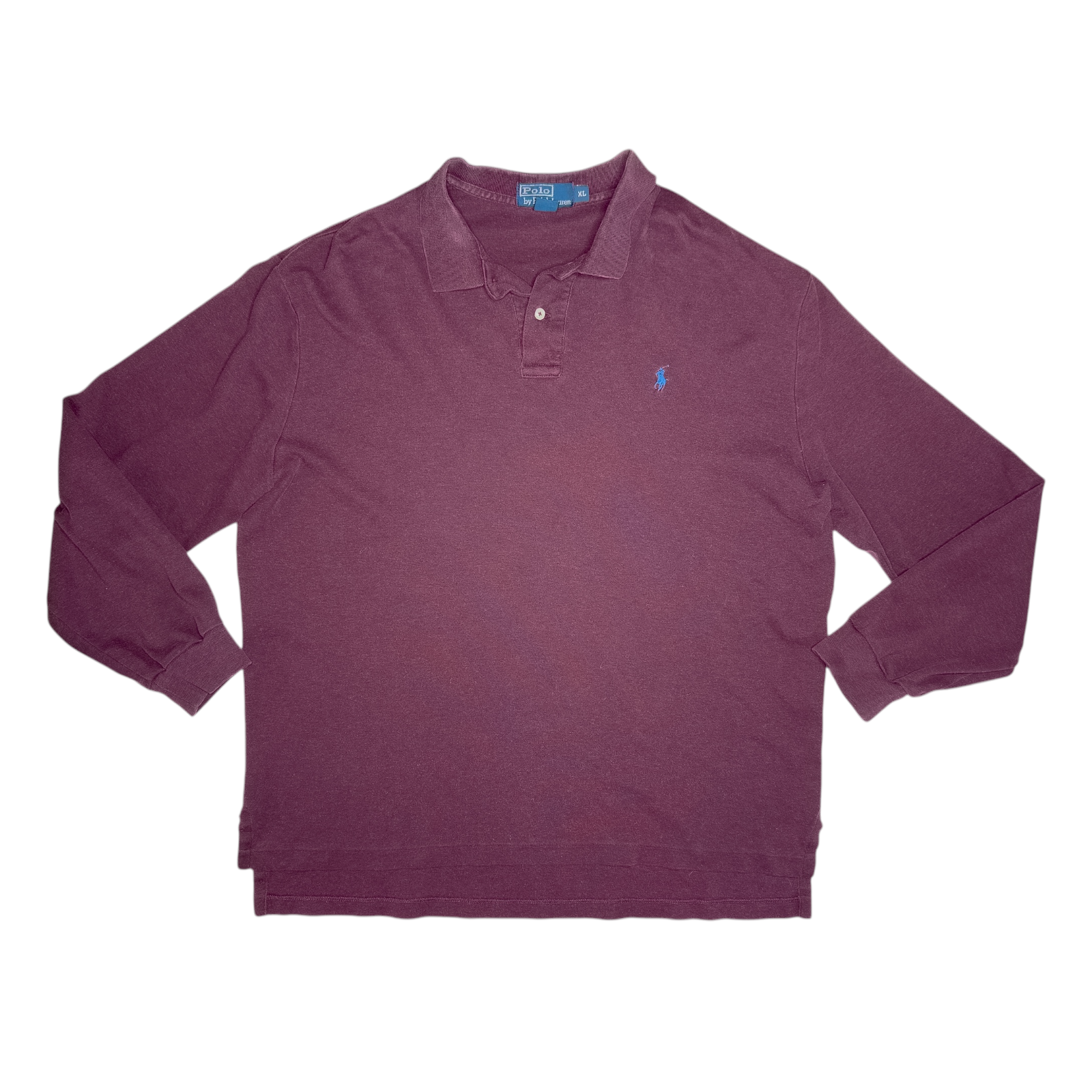 Polo Ralph Lauren uomo XL vino rosso viola blu pony camicia manica lunga preppy anni 90