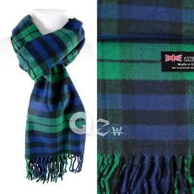 Mens Womens Winter Warm SCOTLAND Made 100% CASHMERE Scarf Scarves Plaid Wool