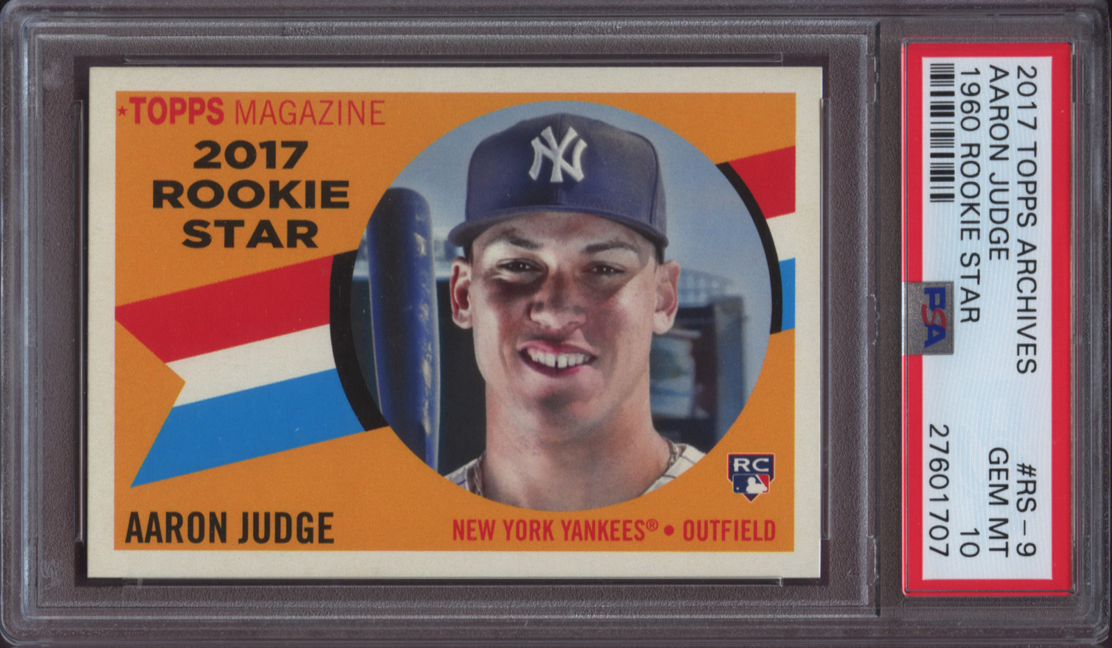 2017 Topps Archives 1960 Rookie Star RS-9 Aaron Judge PSA 10 Gem Mint RC QTY view 8