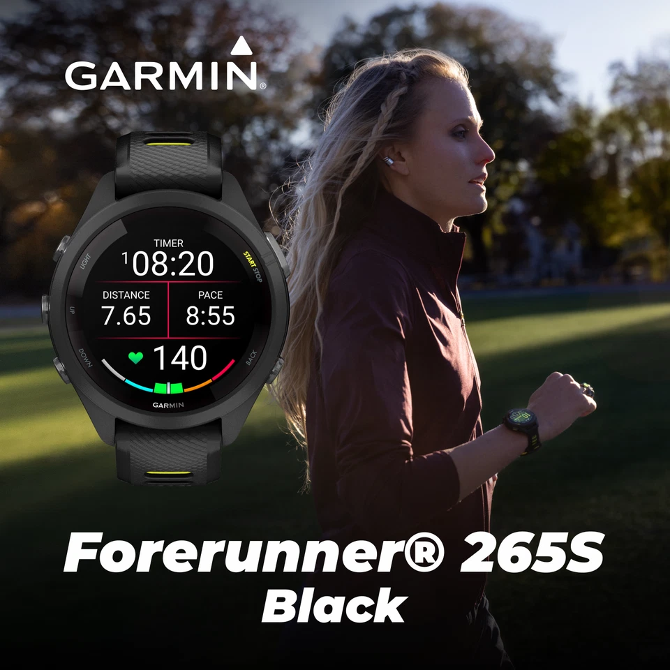 Reloj inteligente Garmin Forerunner 265S GPS para correr pantalla AMOLED negro amplificador amarillo Foto 4 de 4