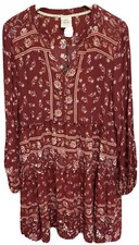 Knox Rose Women’s Dress Plus Sz XXL Floral Print Burgundy Long Sleeve Flowy New