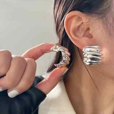 Elegant 925 Sterling Silver Exaggerated Geometric Fashion Jewelry Stud Earrings