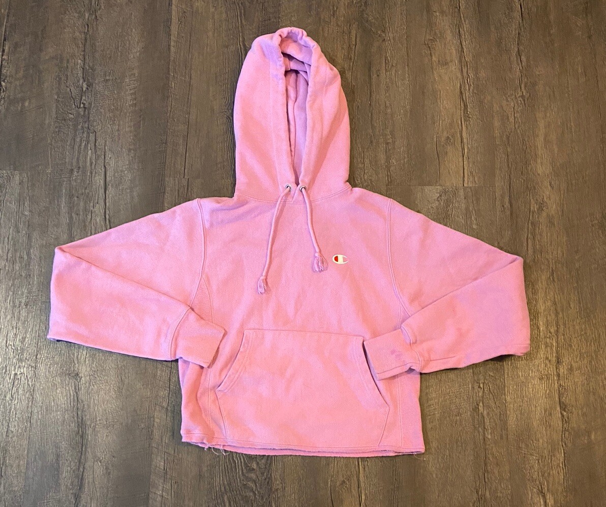 Champion Hoodie Sweatshirt Size XS Heavyweight Pink Cropped