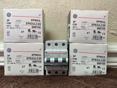 GENERAL ELECTRIC EP63ULC20 DIN RAIL BREAKER 3P 20A