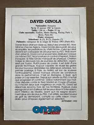 Poster David Ginola – Paris Saint-Germain – Onze Mondial (Magazine)
