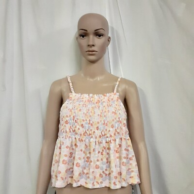 SO Womens Smocked Peplum Tank Floral Size X Large
