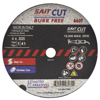 United Abrasives 23070 4x.035x3/8 A60T Burr Free High Speed Cut-off Wheel 100 pk