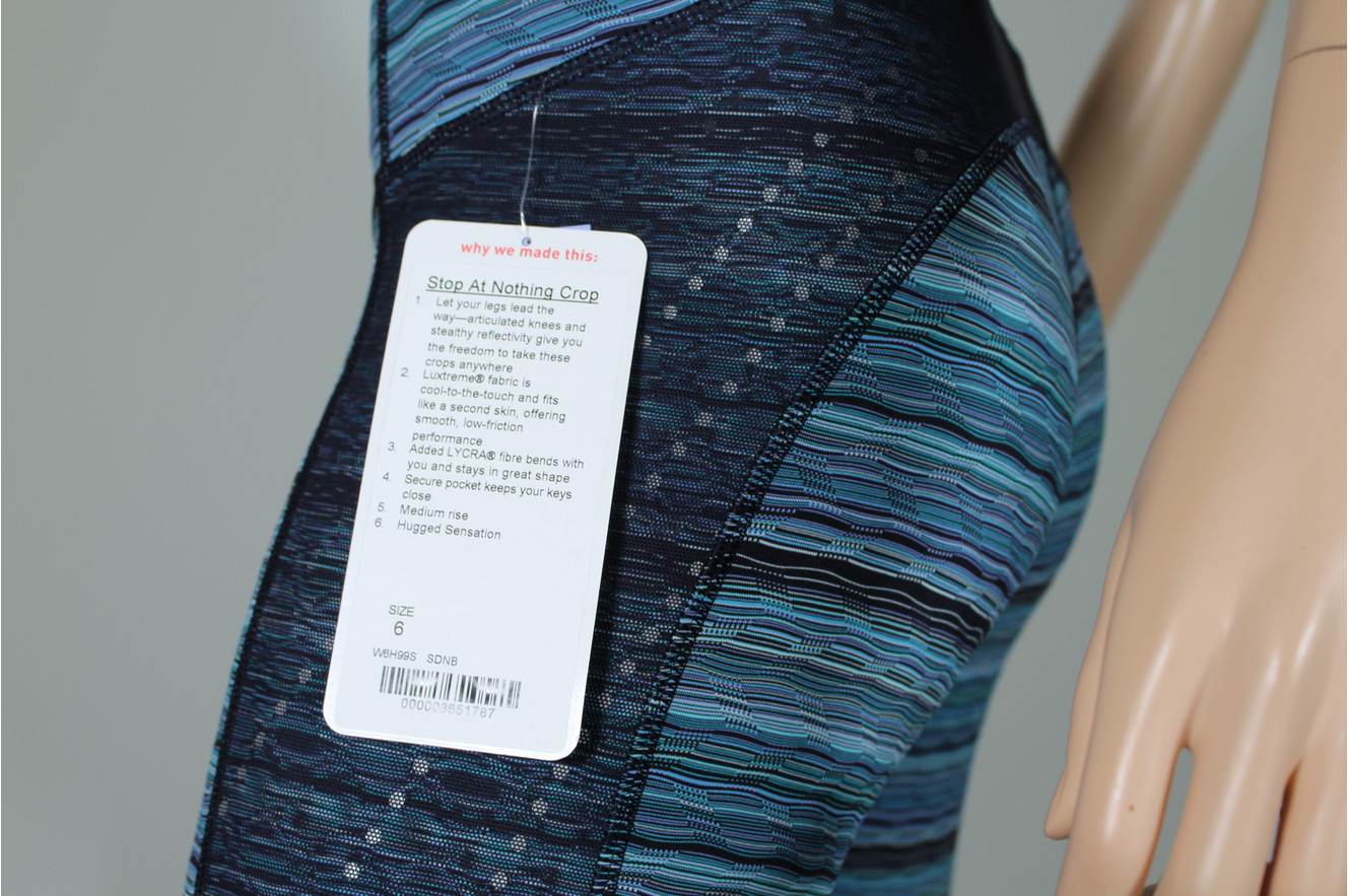 NWT Lululemon 'Stop At Nothing' Crops Navy Blue~Emerald Green Space Dye Twist, 6 image 5