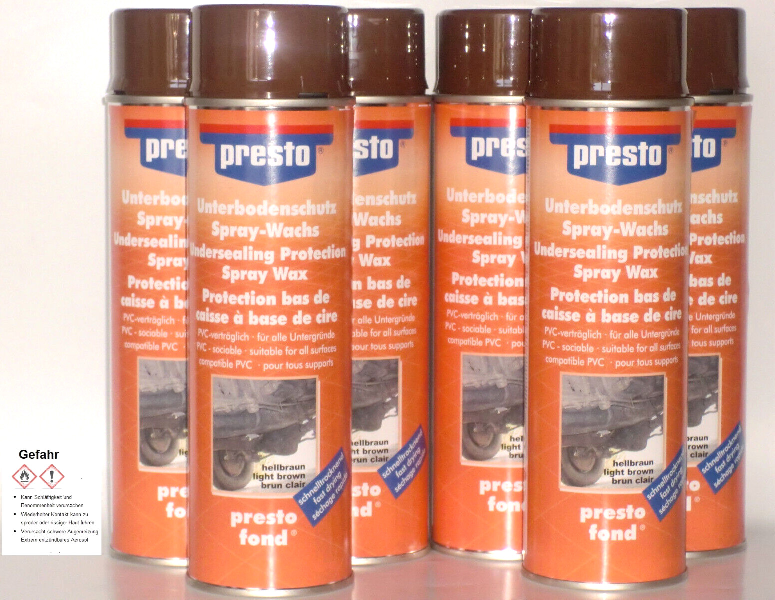 209) 6 x PRESTO Wax Wachs Unterbodenschutz 500ml Spray Unterbodenwachs 306048