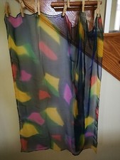 VTG Scarf Shawl Ultra Sheer 41" x 41" Multi Color Abstract Light Weight 1 OZ
