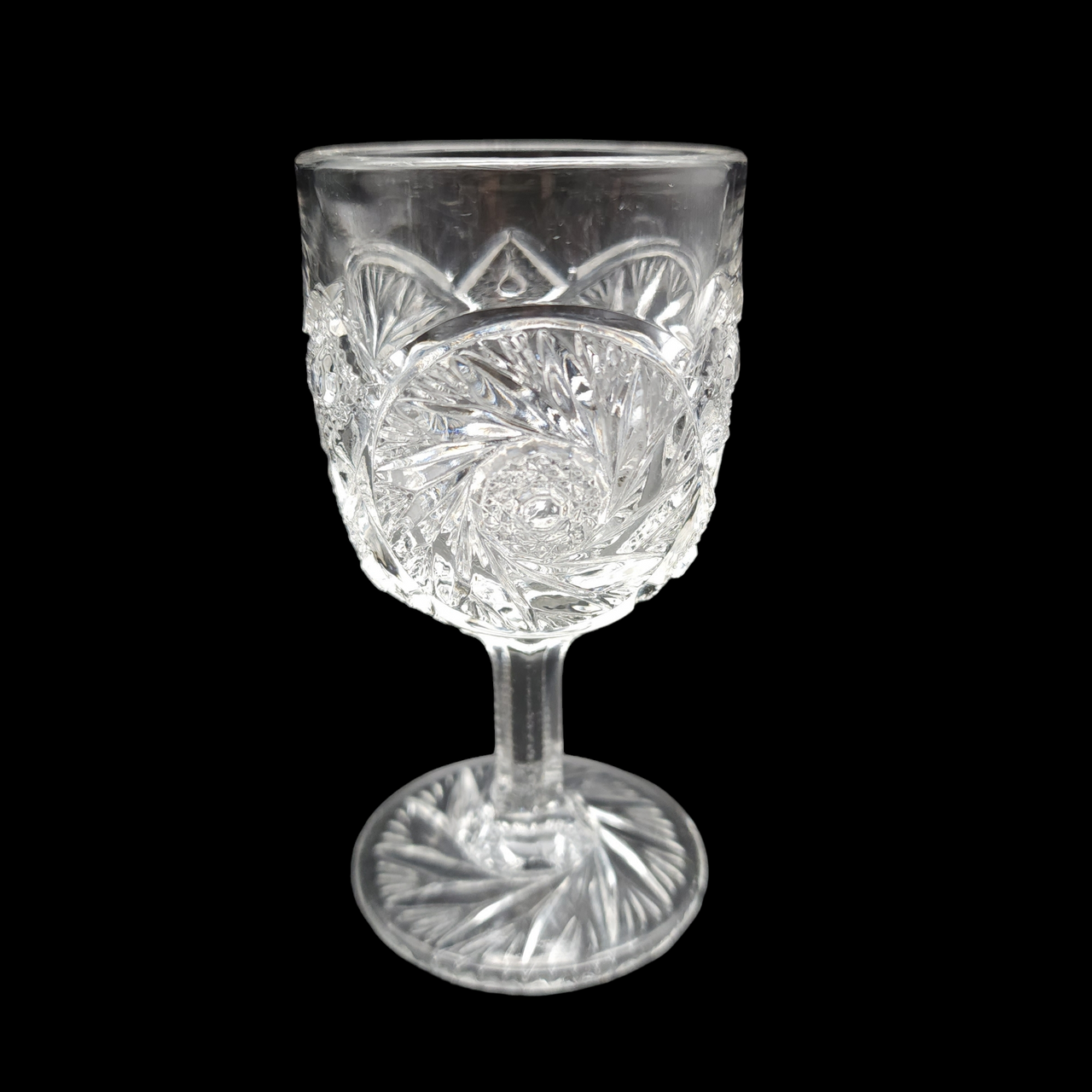McKee Aztec Clear EAPG Early American Pinwheel Wine Glass | eBay