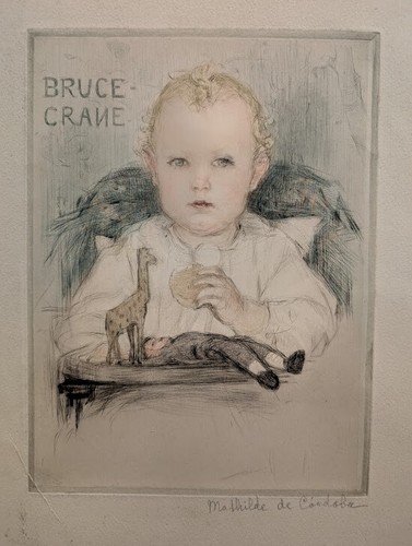 BRUCE CRANE Child portrait MATHILDE J. DE CORDOBA (NY 1871-1942) PRINT / Etching
