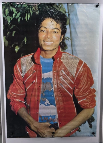Michael Jackson Poster Vintage 1984 Red Thriller Jacket Young Michael 24x34.75