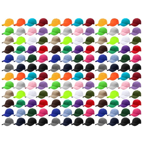 144 Piece/case Classic Blank Plain Baseball Cap Hat Adjustable Size Solid Color - Picture 1 of 40
