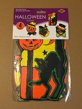 VINTAGE HALLOWEEN RETRO BEISTLE 4 CT CUTOUTS 8.5