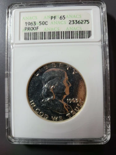 1963 Franklin Half ANACS PF65 Coin