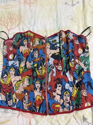 DC Originals Overbust Comic Superhero Corset Lace-Up Zipper Front L/XL