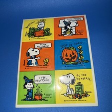 Hallmark Vintage HALLOWEEN Sticker Sheet CHARLIE BROWN Lucy SNOOPY Peanuts Gang