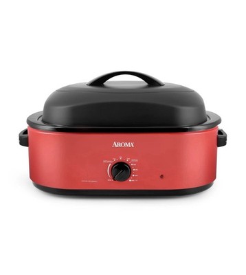 Aroma ART-718RH 18Qt. Roaster Oven with High Dome Lid Red