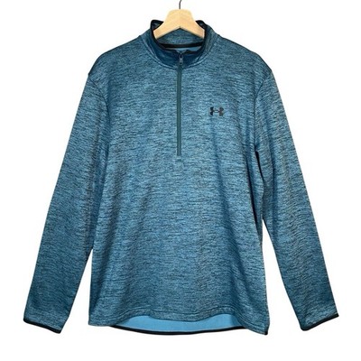 Under Armour Fleece 1/2 Half Zip Pullover Men L Loose Long Sleeve Space Dye Blue