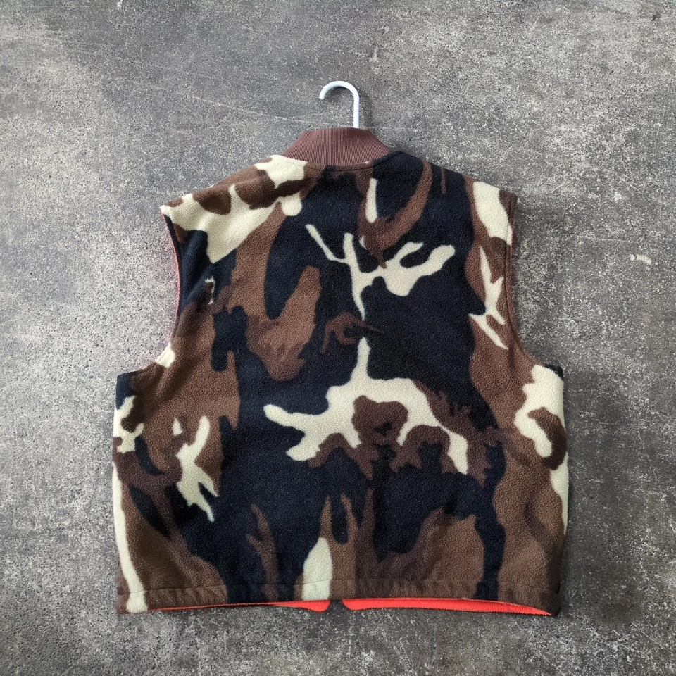 Vintage Cabela's Vest Mens XL Brown Camouflage Whitetail Full Zip Fleece Hunting - Image 3 of 4