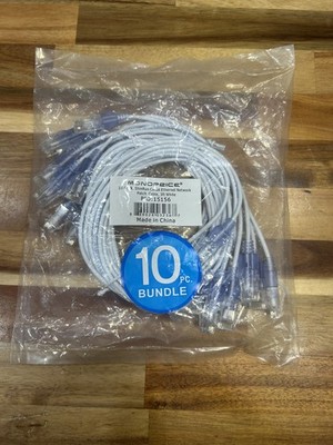 MONOPRICE 10 Pack. Slim Run Cat 6A Ethernet Network Patch Cable , 3 ft. White. 