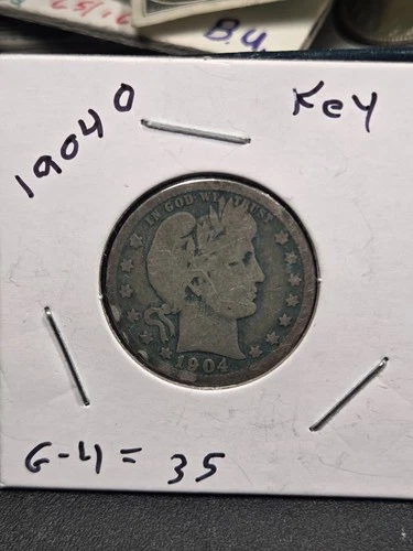 1904-O Barber Quarter - Semi Key Date - 90% Silver