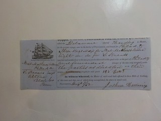 Ship Document 1852 Schooner Delaware Maritime Illustration Boat History Paper