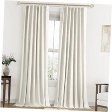 Pinch Pleated Linen Blackout Curtains 96 Inches 40"W x 96"L Pack of 2 Natural