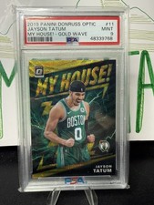 Jayson Tatum #11 My house Gold Wave PSA 9 2019-20 Panini Donruss Optic 