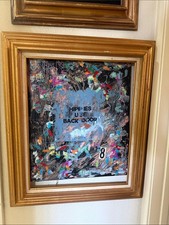 Framed 16x20 ornate gold frame Colorful Abstract mixed media painting Wall Art